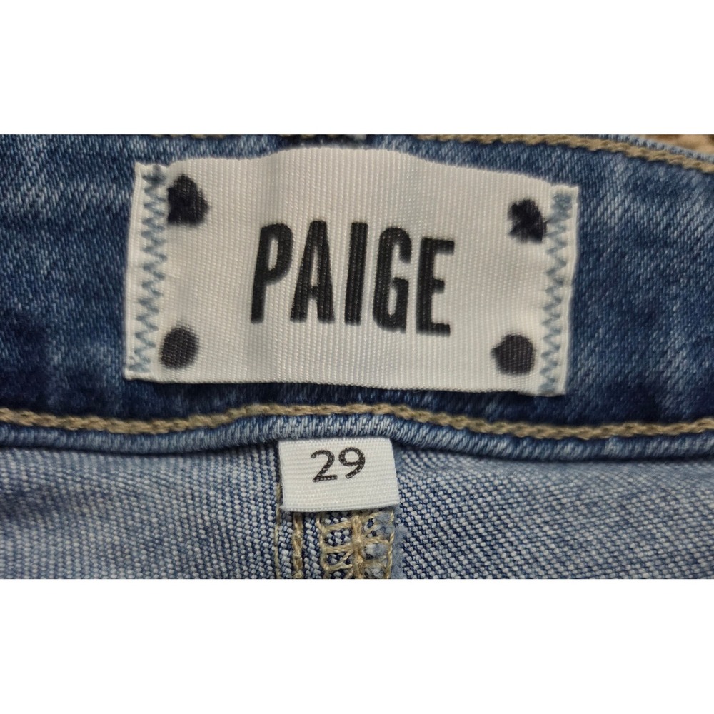 PAIGE Verdugo Ankle Skinny Jeans Blue Distressed Raw Hem Womens 29 - Picture 6 of 10